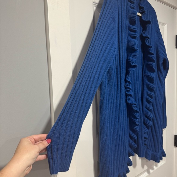 Essentials Royal Blue Ruffled Cardigan - Picture 3 of 6